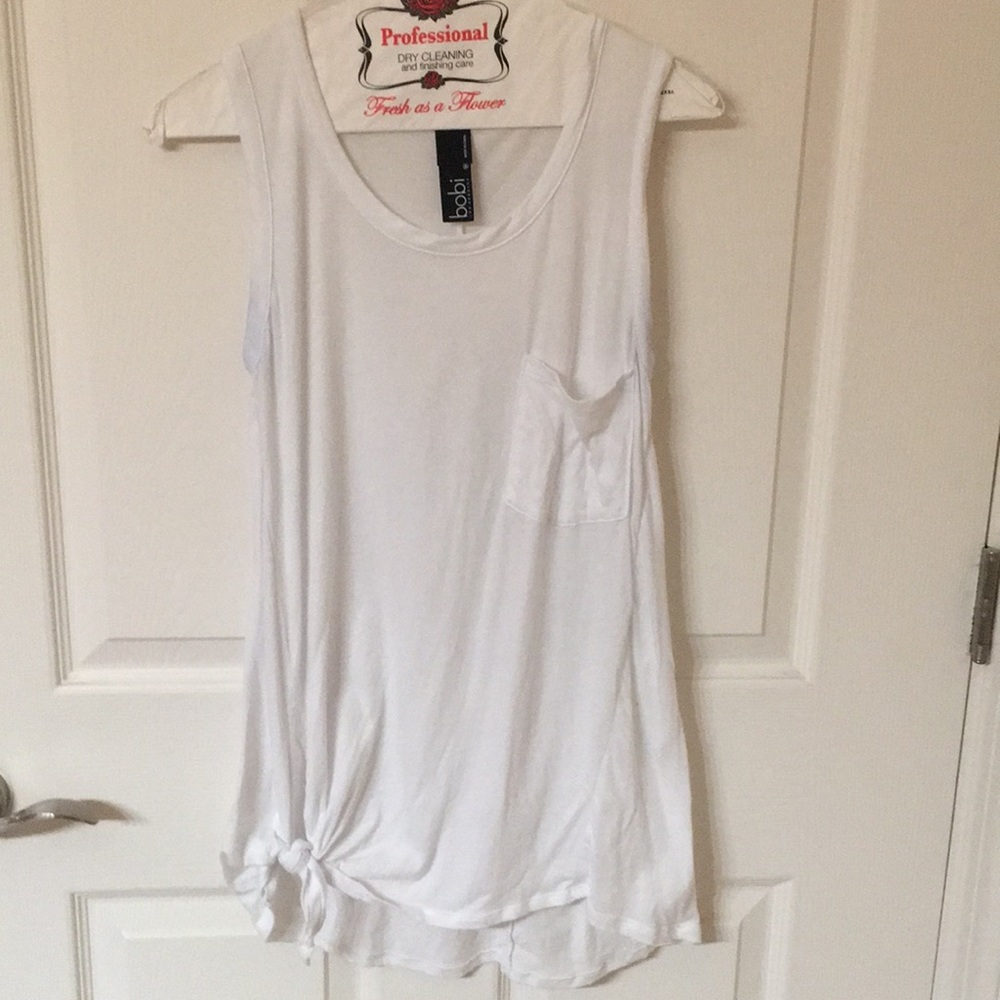 White long tank top with tie detail